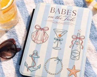 Babes on the Tide Kindle Case | Coastal Aesthetic Kindle Cover | Cute Nautical Beach Reader Case | Paperwhite 7 inch Case | Book Lover Gift