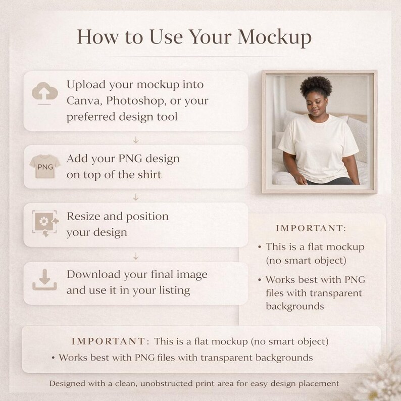 how to use t shirt mockup Canva tutorial mockup instructions PNG overlay guide Comfort Colors mockup for Etsy sellers beginner friendly