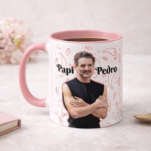 Pedro Pascal Coffee Mug Funny Celebrity Gift, Papi Pedro Chili Pepper Mug, Actor Fan Mug, Pop Culture Coffee Cup, Gift for Pedro Pascal Fans