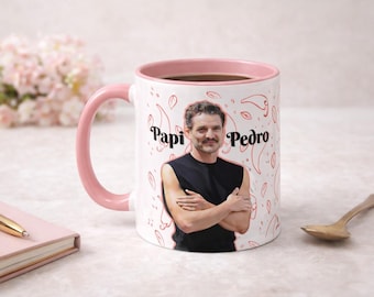 Pedro Pascal Coffee Mug Funny Celebrity Gift, Papi Pedro Chili Pepper Mug, Actor Fan Mug, Pop Culture Coffee Cup, Gift for Pedro Pascal Fans