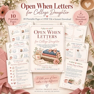 Open When Letters for College Daughter, Printable Care Package PDF