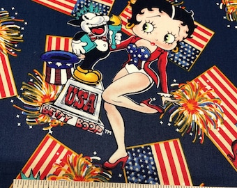 ヴィンテージ BETTY BOOP 独立記念日生地 レア！漫画犬 BIMBO アメリカ