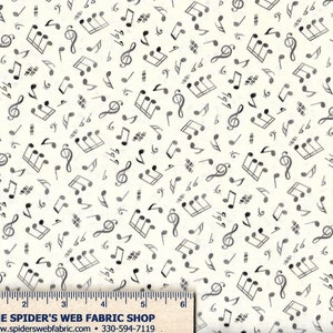 Tessuto note musicali JAZZ - di Elizabeth Studios - 148 Cream - Strumenti - Musica - Novità - 100% cotone - Qualità Quilt Shop