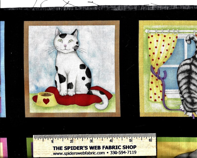 The CAT'S MEOW Fabric PANEL 28 Cat Squares Kittens Etsy
