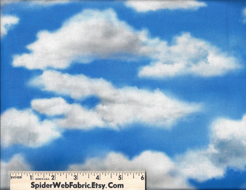 CLEAR SKIES Fabric by Robert Kaufman Sky Blue Clouds Etsy