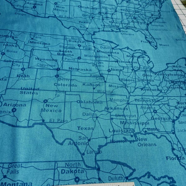 Tela USA ROAD MAP - Estados Unidos de América - País - Estados 100% Algodón - Calidad de tienda de patchwork ** Lea la descripción ** 24" x 44"
