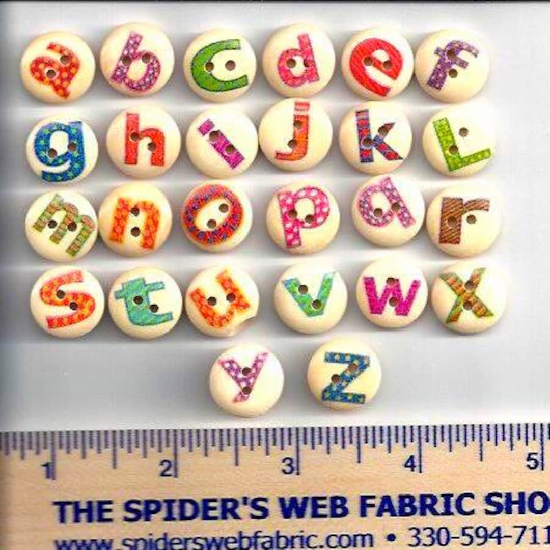 ALPHABET BUTTONS -- LETTERS on Wood Buttons - 2 Hole Flat (no Shank ...