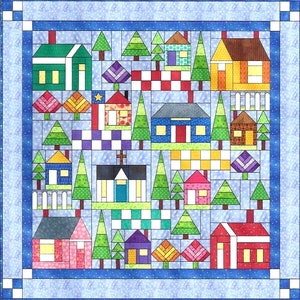 TOUT AUTOUR DU QUARTIER Motifs de blocs - Plus de 50 pages Construisez votre propre communauté avec des maisons, des églises, des arbres et plus encore