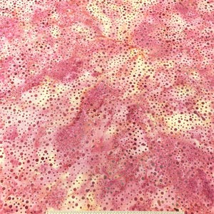 CHERRY FIZZ SWIRL Batik Fabric  Blender Shades of Pink & Pale Yellow w/ Dots Spots by Batik Textiles   Quilt Shop Quality 100% Cotton 1611