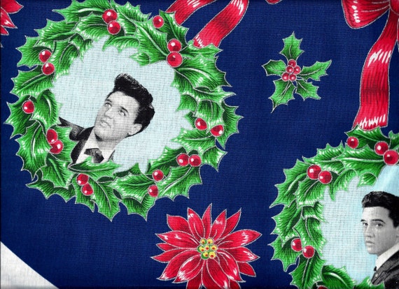 ELVIS PRESLEY Christmas Tree Skirt & Ornament Panel Fabric Etsy 50 - ELVIS PRESLEY Christmas Tree Skirt & Ornament Panel Fabric Etsy
