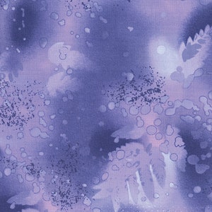 TWILIGHT Fossil Fern Fabric - Ocean- Wedgewood - Sky - Stormy Sea - Purple-Blue   Quilt Shop Quality - 100% Cotton  12&quot;x44&quot;