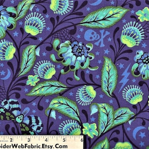 De La Luna VENUS stof HAUNTED tula roze venusvliegenval skelet vlinders spinnenwebben nieuwigheid 100% katoen quilt winkel kwaliteit 1/2 Yd 18 x 44