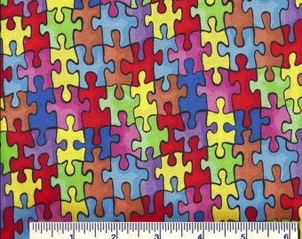 Tessuto PUZZLE - Puzzle - Consapevolezza dell'autismo - Baum Textiles - Novità - Arcobaleno - Blender -19596 - 100% cotone Quilt Shop Quality