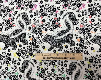 Line Work LIL STINKER Tula Pink Fabric PWTP155 SKUNKS Forest Animals Woodland Critters - Rare & out of print 100% Cotton Quilt Shop Quality