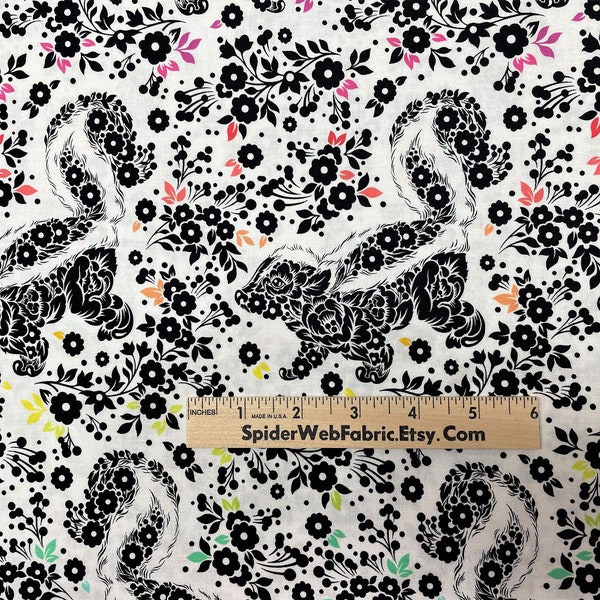 Line Work - LIL STINKER -Color is Paper - Tula Pink - PWTP155 - SKUNKS -  Forest Animals - Woodland - 100% Cotton Quilt Shop Quality