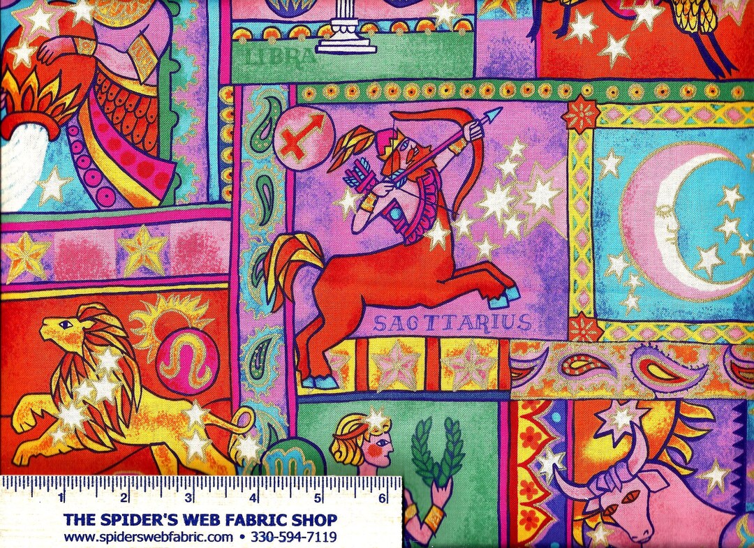 What's Your Sign ZODIAC Fabric Astrology Horoscope Etsy