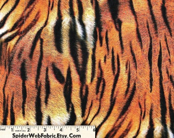 BENGAL TIGER Skin Fabric ** This is NOT Fur ** It is 100% Cotton by R Kaufman Cats Jungle Animal Big Cat Quilt Shop Quality