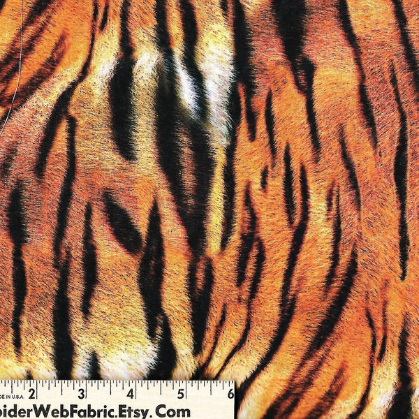 BENGAL TIGER Skin Fabric ** This is NOT Fur ** It is 100% Cotton by R Kaufman Cats Jungle Animal Big Cat Quilt Shop Quality