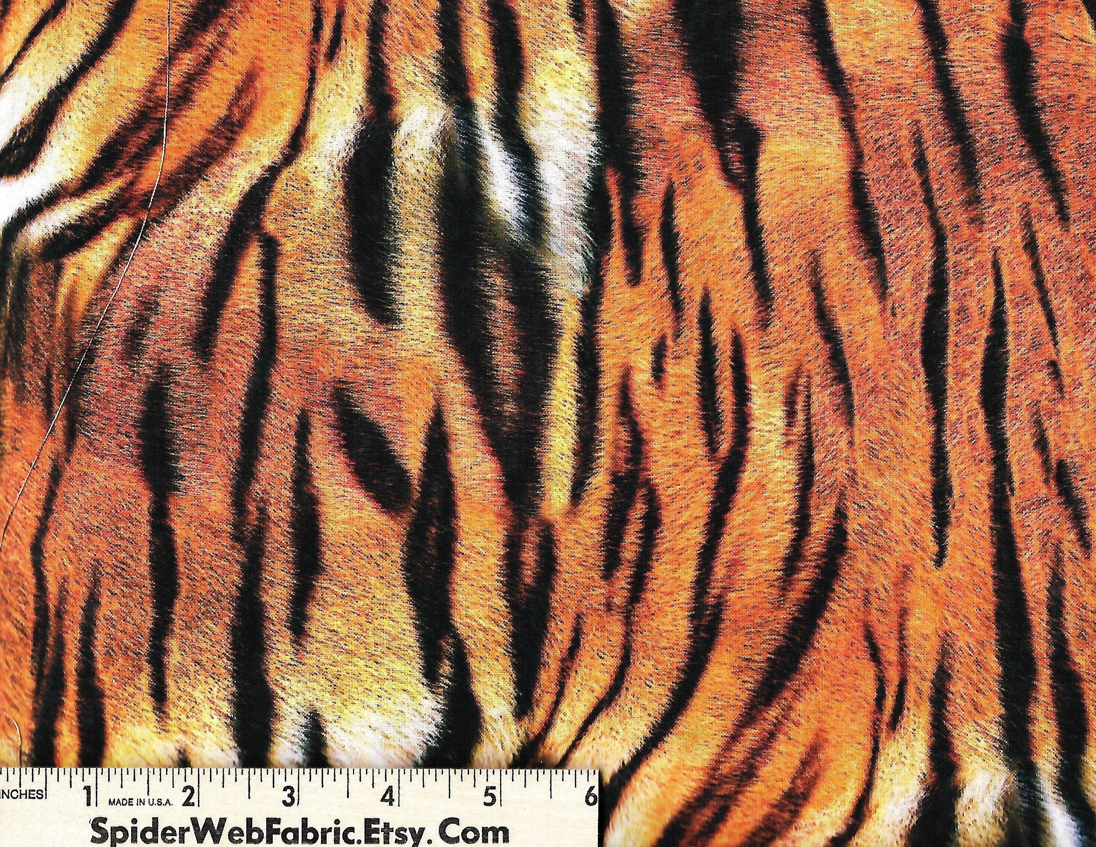 Orange tiger wild animal stripes Robert Kaufman black fabric Fabric by  Robert Kaufman - modeS4u