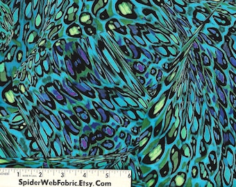 LEOPARD In The MOONLIGHT - Animal Skin - Multi-shades of Teal, Purple, Black - Blender - by Fabri-Quilt  100% Cotton Quilt - Shop Quality