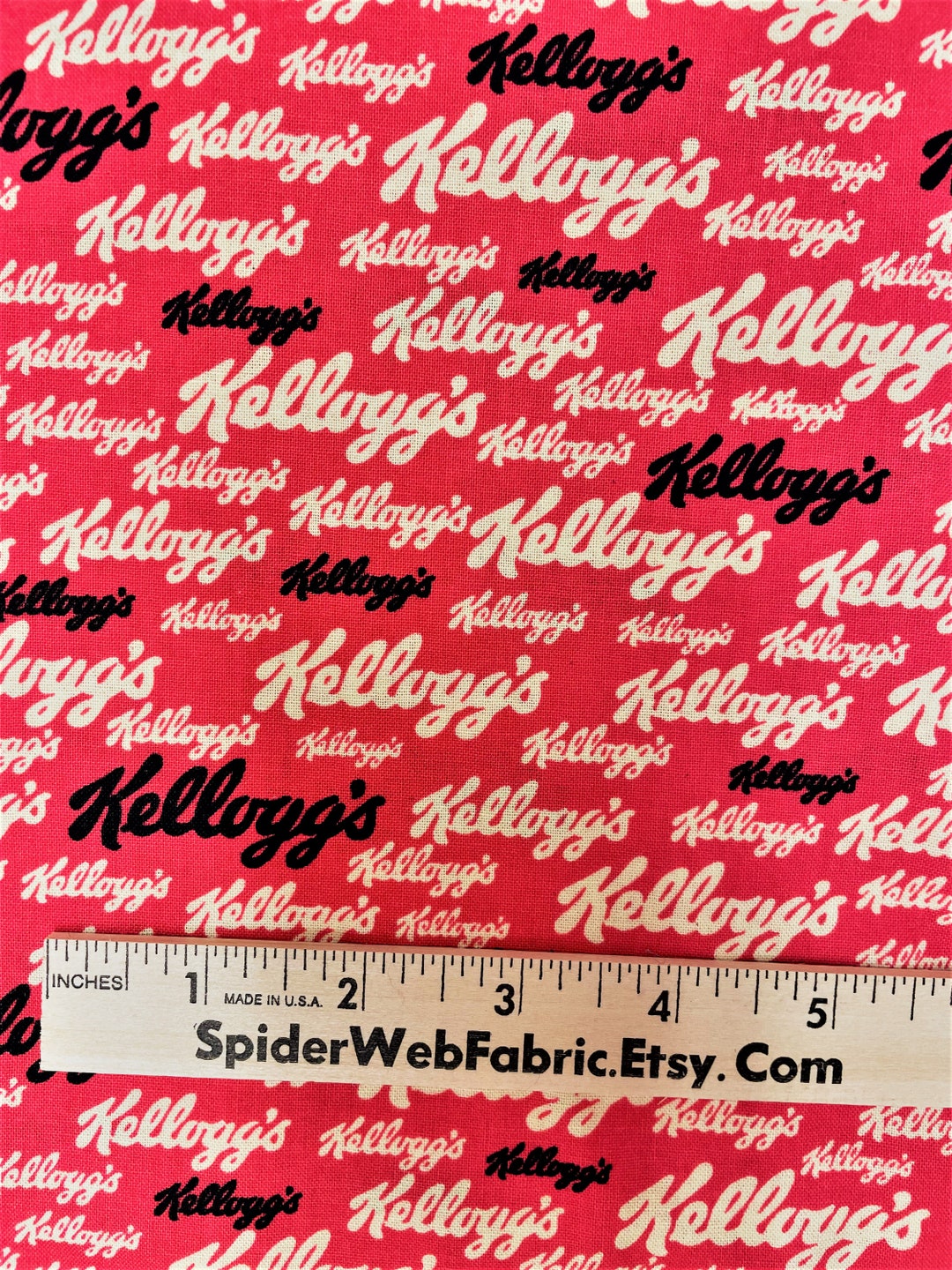 KELLOGG'S LOGO Fabric Licensed Food Breakfast Cereal Kelloggs Mfg. in