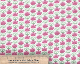 Stof Indiana STATE FLOWER - pioenroos - decoratieve staatsbloem vanaf het begin - tuinieren - nieuwigheid - 100% katoenen quiltwinkelkwaliteit
