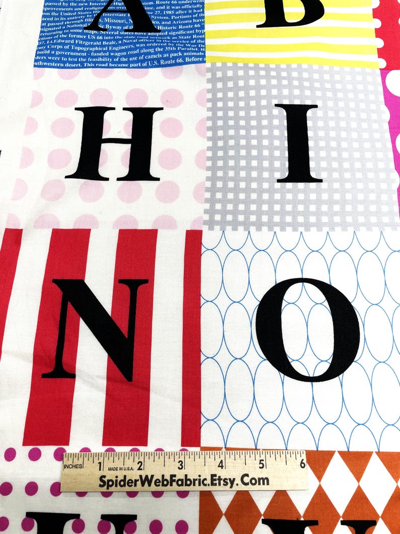 ALPHABET LETTERS Fabric PANEL - Colorful Alphabet Squares 100% Cotton ...