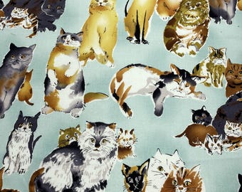 CURIOUS CATS Fabric Panel - 4 Squares - Blocks - 4322 Cream CURIOUS CATS Fabric Panel - 4 Squares - Blocks - 4322 Cream