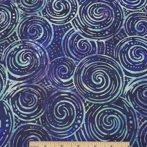 Blue & Purple Swirl Batik Fabric: Tonga Timeless Treasures, Quilt Shop Quality