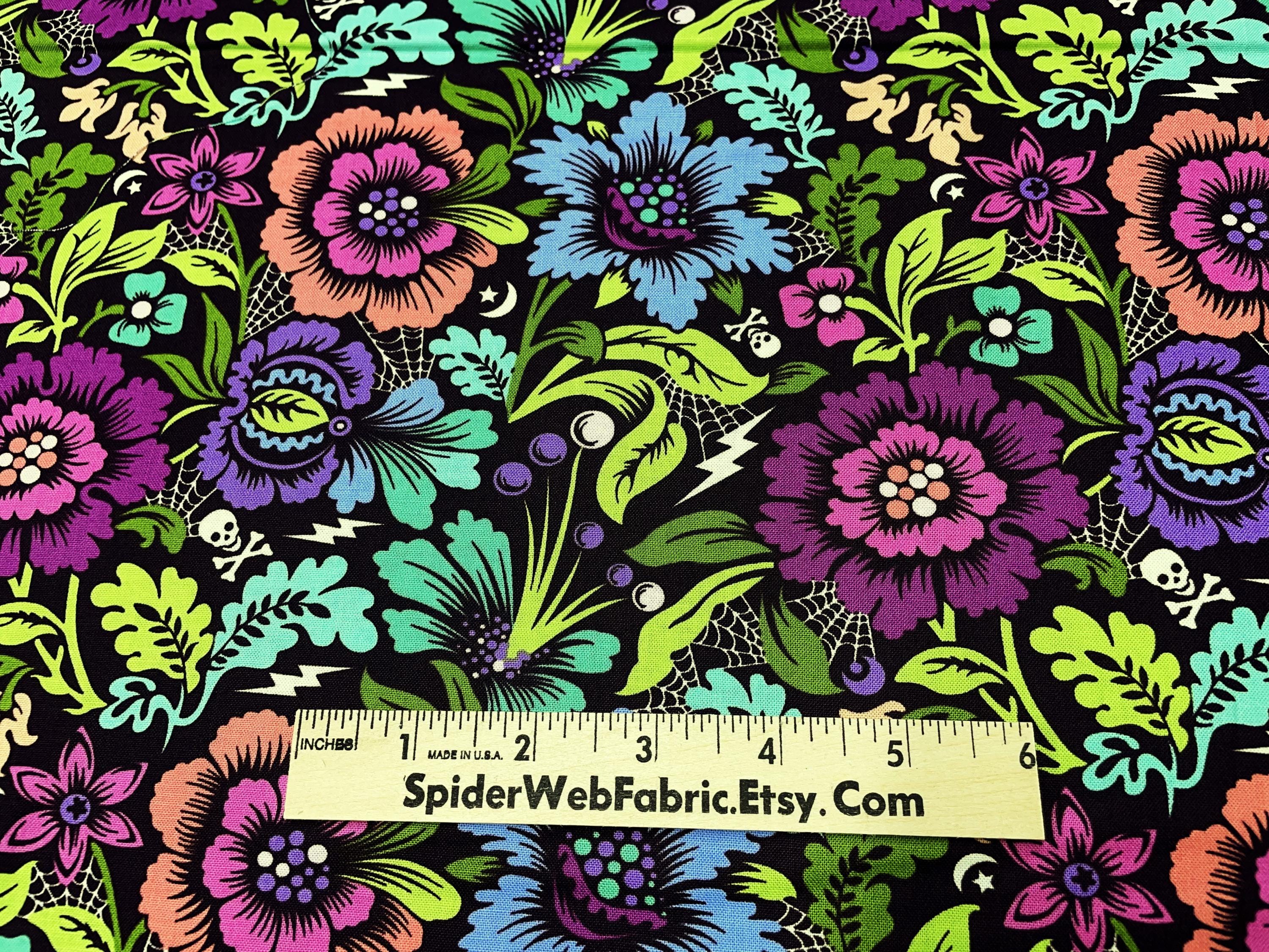 Tula Pink Spider Blossom Fabric: Night Shade Equinox Floral Cotton