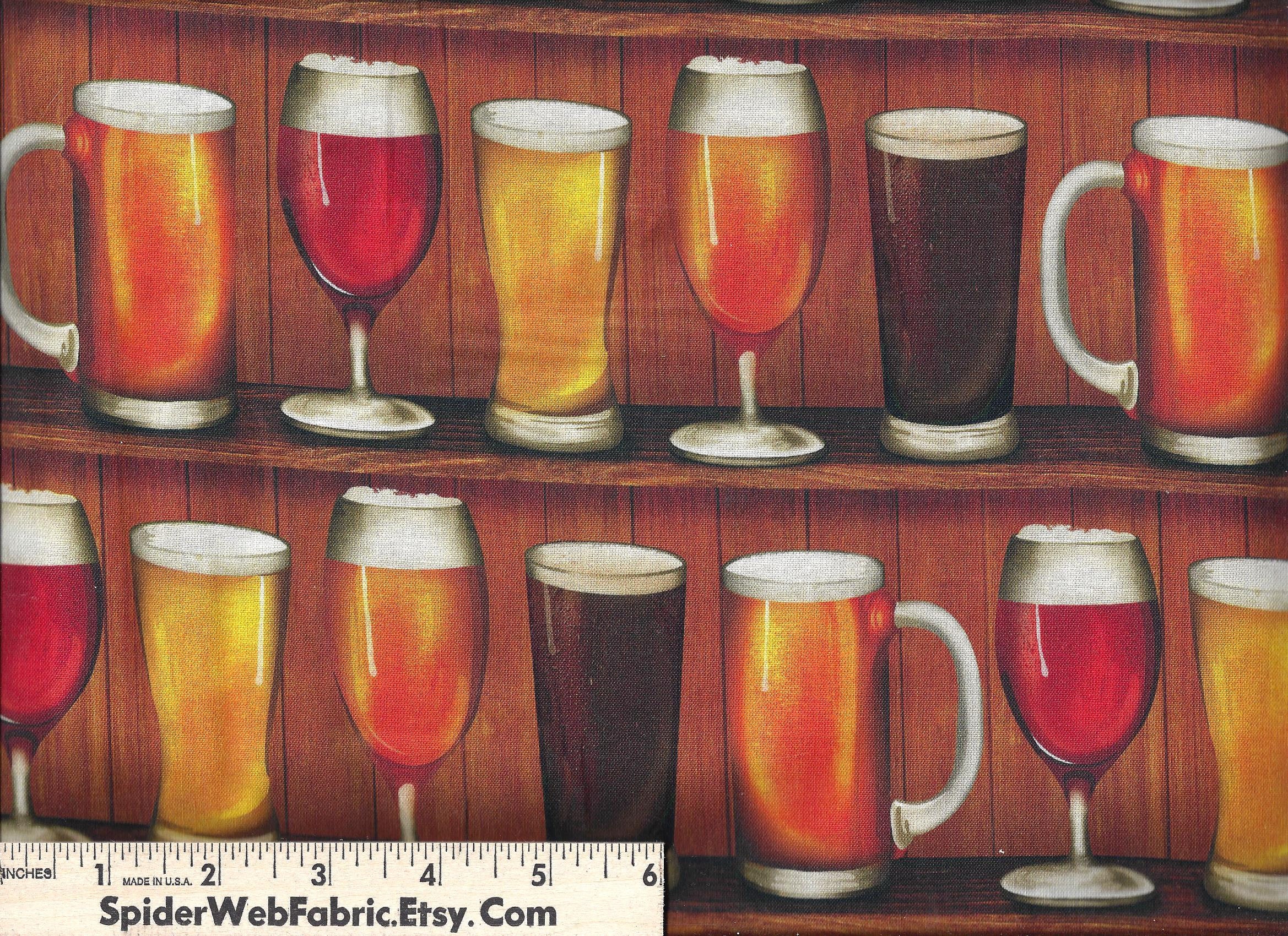 CHEERS ! BEER Fabric - Celebration - Drinks - Drinking - Pub - Bar - Kitchen - Quilt Shop Quality 100% Cotton -  1/2 Yards - 18" x 44"