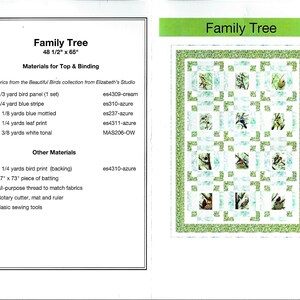FAMILY TREE PATTERN  This Pattern is for the Bird Panel and/or Bird House Panel we offe..See Description & Pictures (Panels sold separately)
