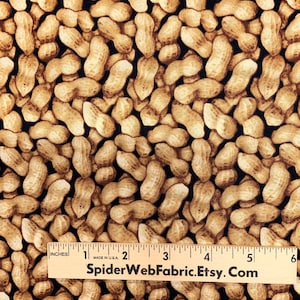 Tessuto I'm GOING NUTS - ARACHIDI - Cibo - Snack - Dolcetto - C7505 Timeless Treasures Kitchen Novelty - 100% cotone - Qualità Quilt Shop
