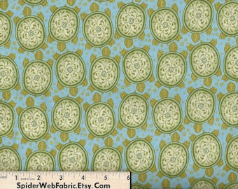 TURTLE SOUP Fabric - 2 COLORS - Blue or Green - by In The Beginning -Turtles Tortoises in Rows - Novelty - 100% Cotton - Quilt Shop Quality