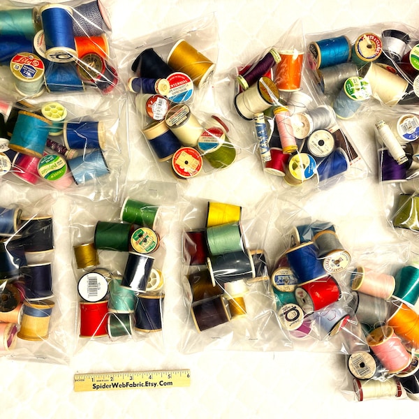 THREAD BAGS - Spools of Thread - Many Brands - Used & New - Some Vintage w/ Wood Spools - We Choose Randomly - Sold by the Bag