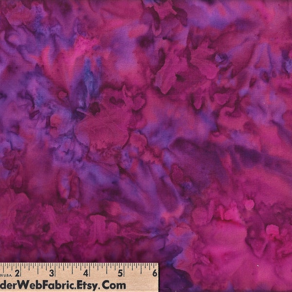 CRANBERRY GRAPE JUICE Batik Fabric by Batik Textiles  Marbled Colors of Purples Reds Violets 100% Cotton - Quilt Shop Quality