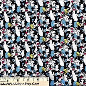SYLVESTER & TWEETY Bird  Looney Tunes Fabric Cartoon Licensed Cat Children Babies Novelty 23600168 100% Cotton Quilt Shop Quality