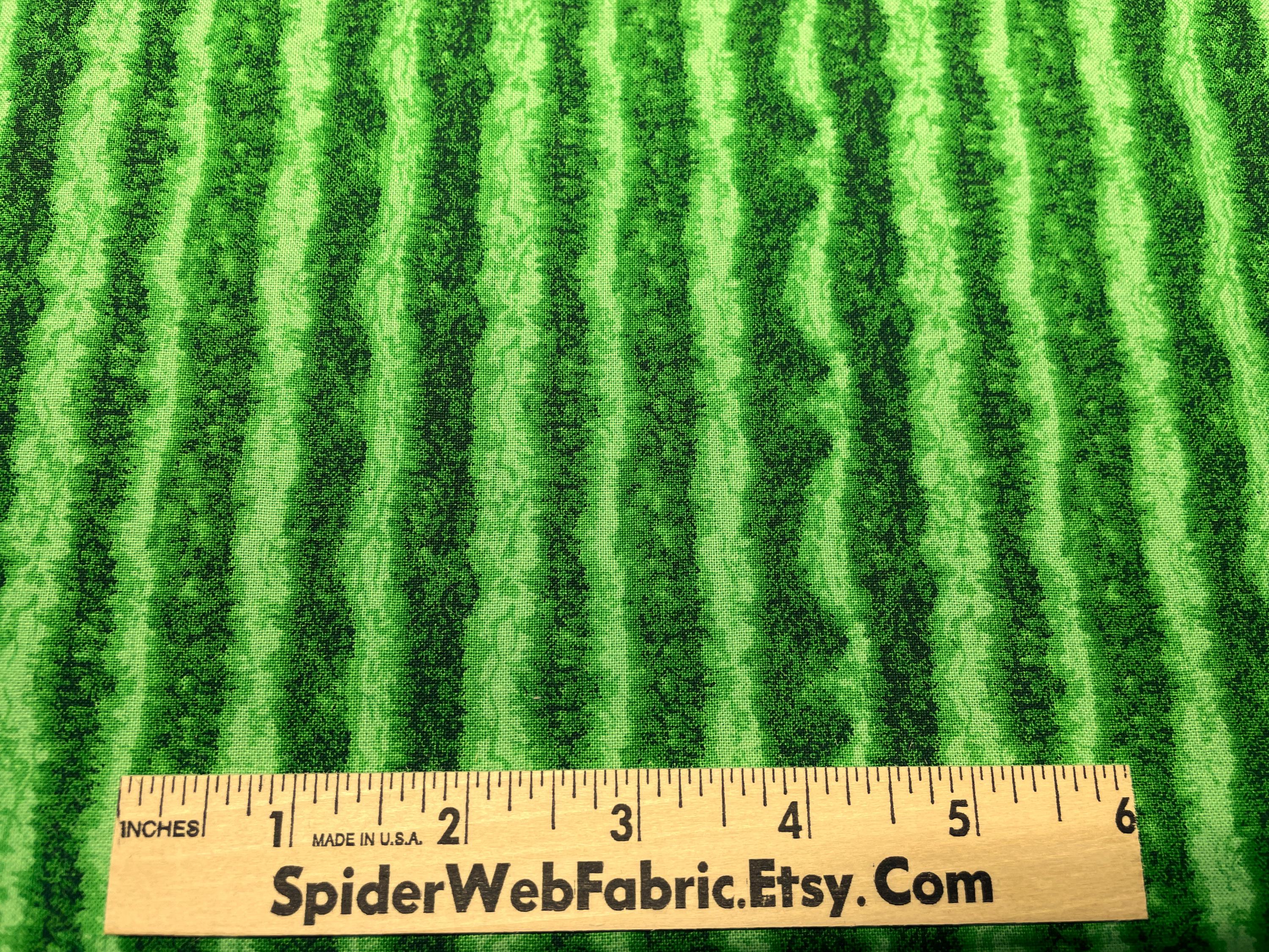 WATERMELON RIND Green Stripe Fabric  Horizontal Vertical Lines Stripes Landscape Crop Rows Blender  100% Cotton Quilt Shop Quality