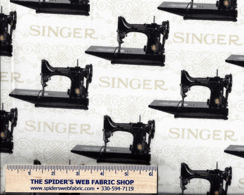 15642 Singer Featherweight Sewing Machine Fabric Sewing With Singer By Robert Kaufman Novelty Quilt Shop Quality 100 Cotton