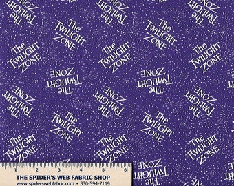 TWILIGHT ZONE Fabric Purple-  50s TV Show - Glow in the Dark - Movie - Words - 100% Cotton Quilt Shop Quality Fabric-63520101-R Purple