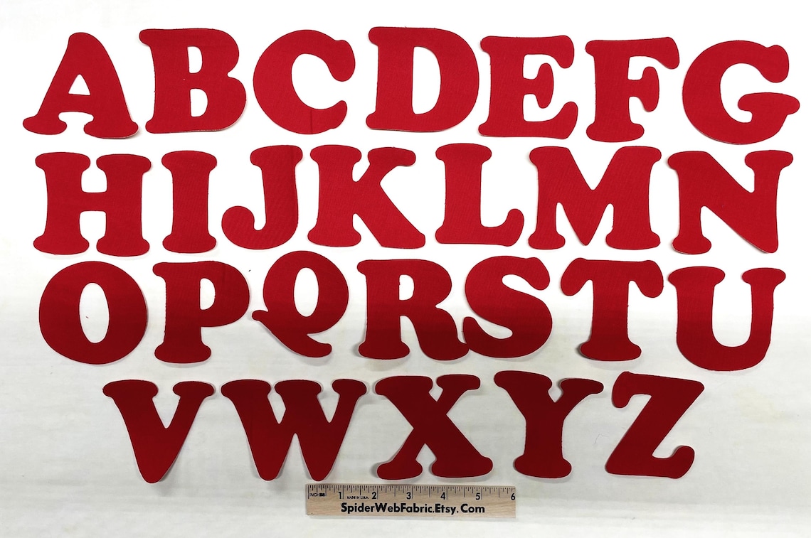 RED ALPHABET Letters Fabric Die Cut FUSIBLE Letters - 3 Inches Tall ...