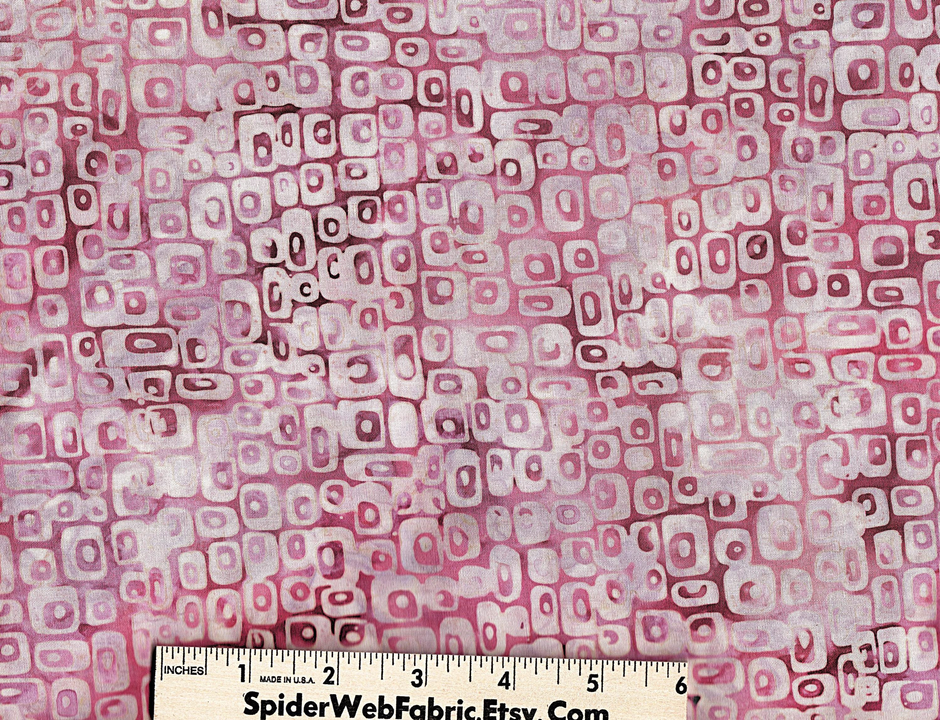 RETRO METRO BLOSSOM Batik Fabric - Squares in Multi Shades of Pink