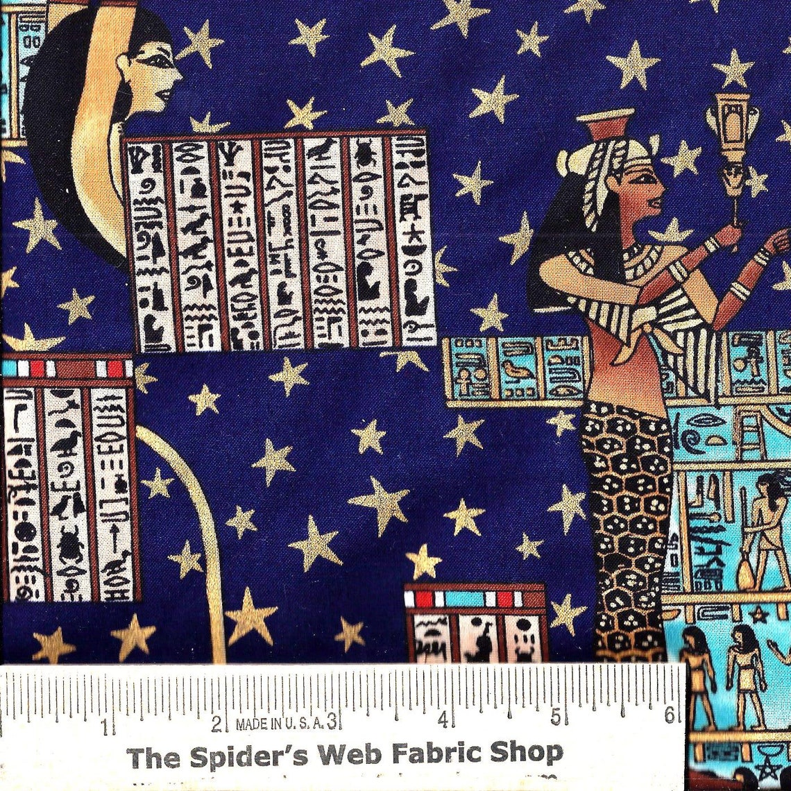 UNDER the NILE Egyptian Image Fabric Ancient Egypt Navy Blue Etsy