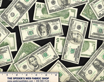 SHOW ME the MONEY Fabric U S Currency Dollar Bills Tens Twenties Paper Money Digital Novelty Quilt Shop Quality 100% Cotton 1/2 Yd - 18x44
