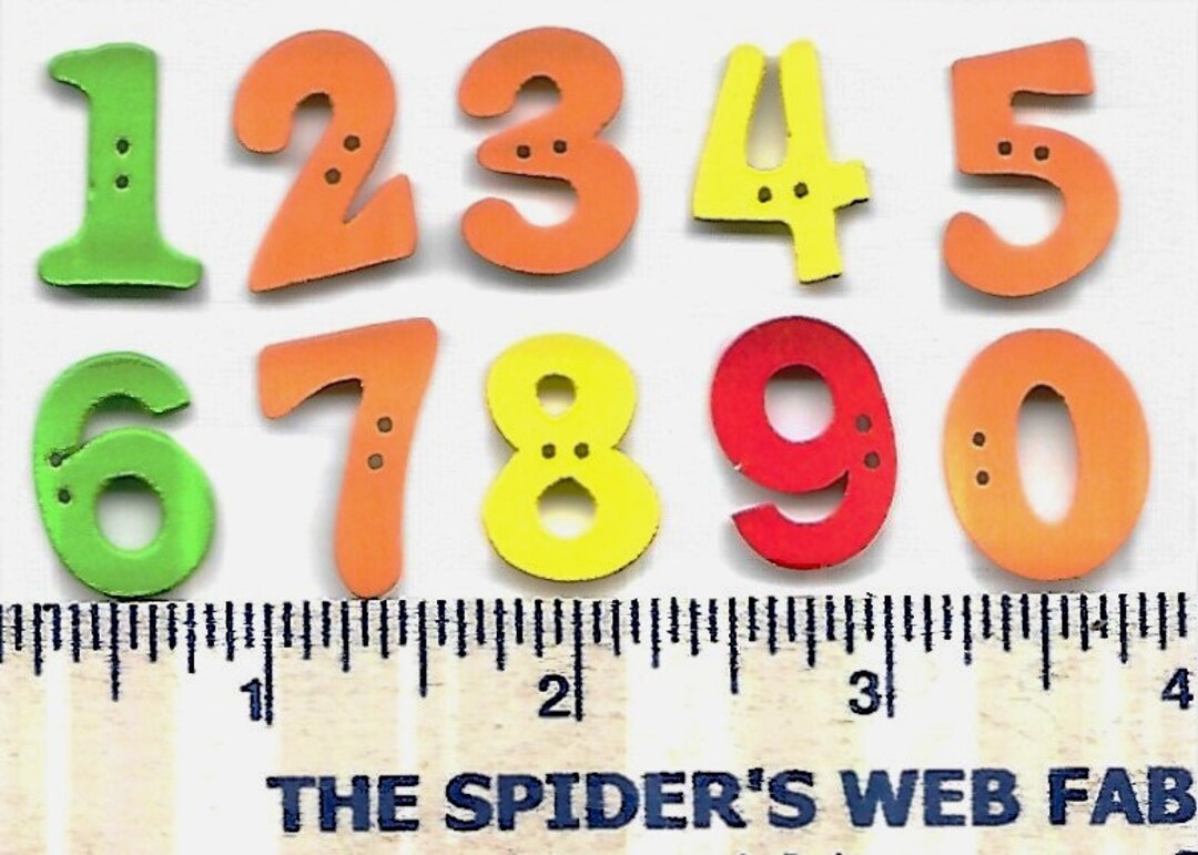 Colorful Plastic Number Buttons: Flat 2-hole Sew-through (7/8