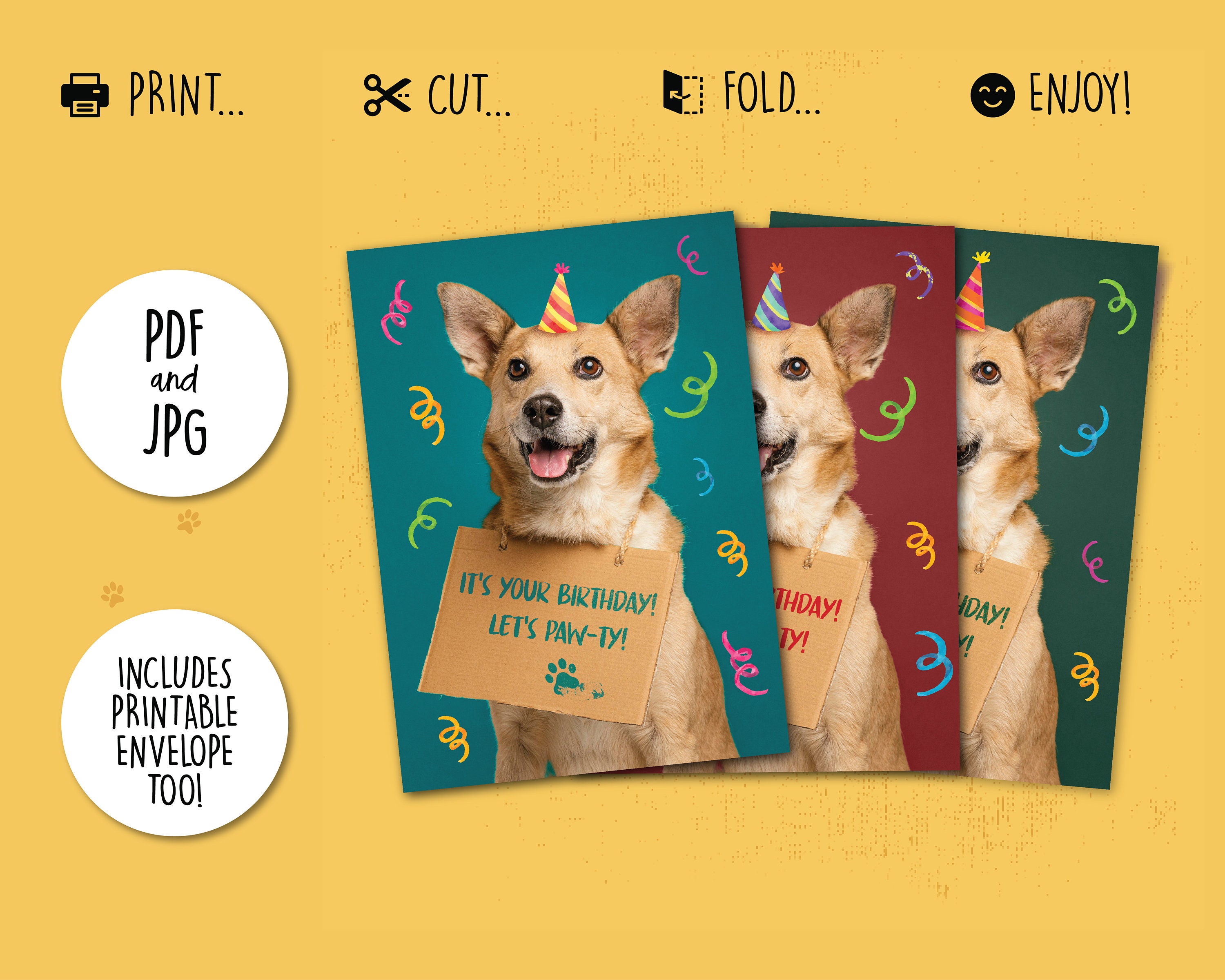 Printable Dog Birthday Card Printable Birthday Card Funny Digital 