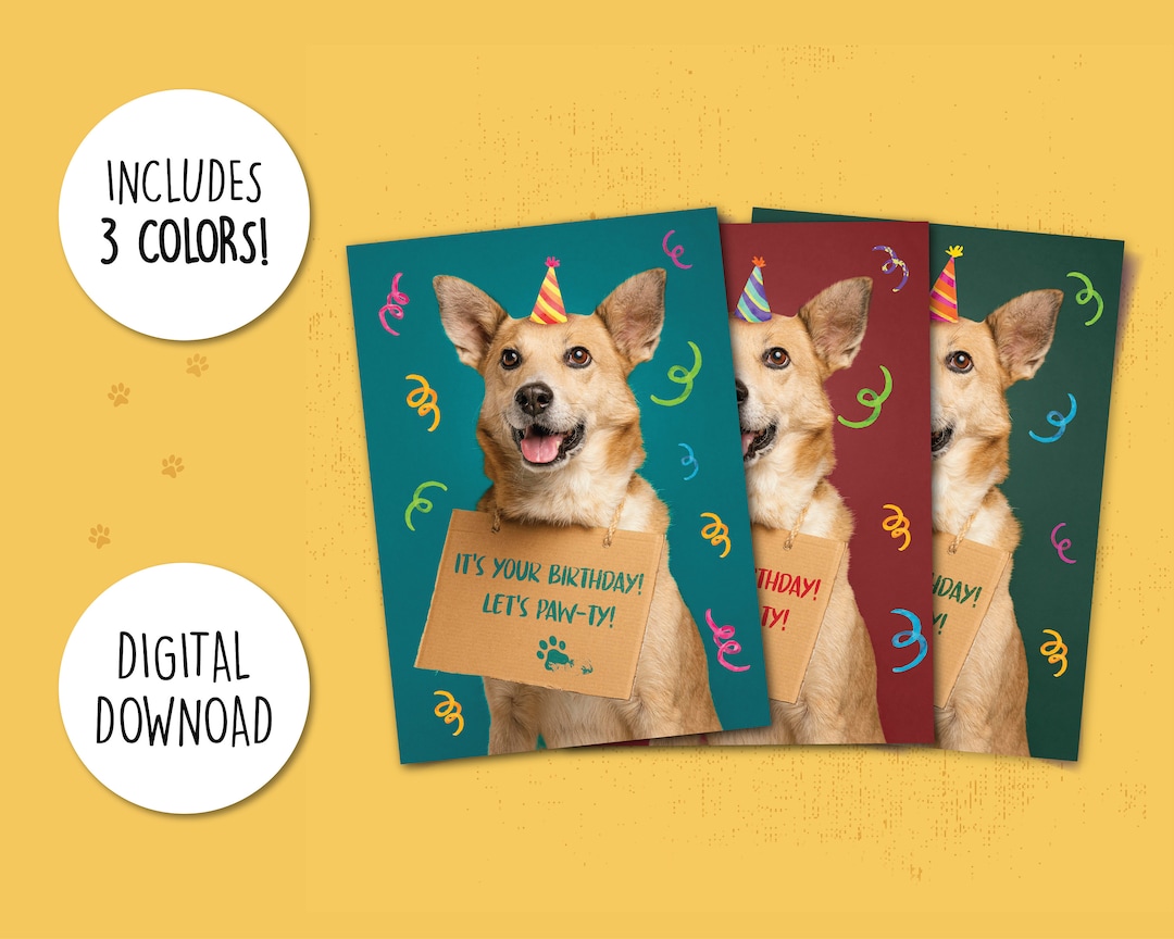 Printable Dog Birthday Card, Printable Birthday Card Funny, Digital ...