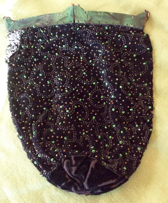 Vintage beaded velvet dance purse
