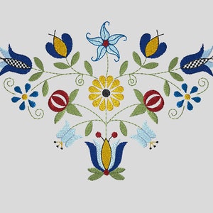 Polish Kaszubian Floral Design Arc #8 with Tulip, both 5&quot; & 9&quot; versions for machine embroidery with 2 matching borders in both sizes