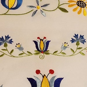 Polnisches kaschubisches Blumenmuster in einer Linie 2L mit Tulpe in 2 Größen: 1,5x7in und 3x14&quot; für Maschinenstickerei vp3 dst exp jef pes